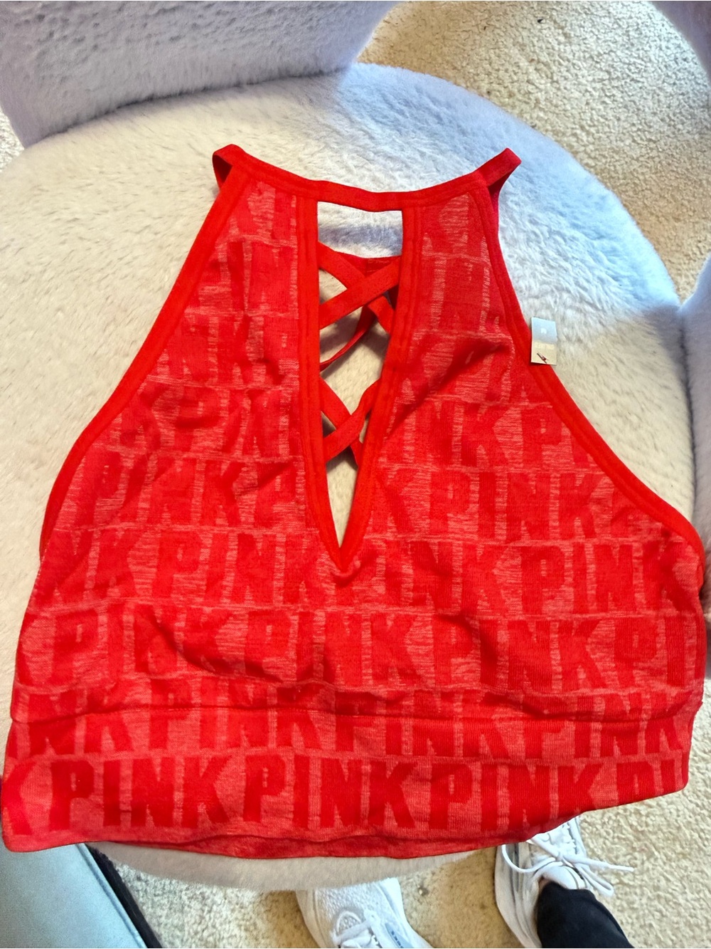 NWT PINK Victoria's Secret Red Logo Sheer Bralette Tank